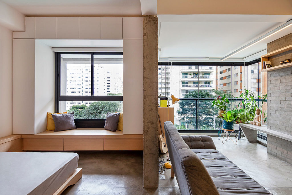 Apartamento Studio Batataes | descanso e contemplação | ODVO arquitetura | Integração dos espaços