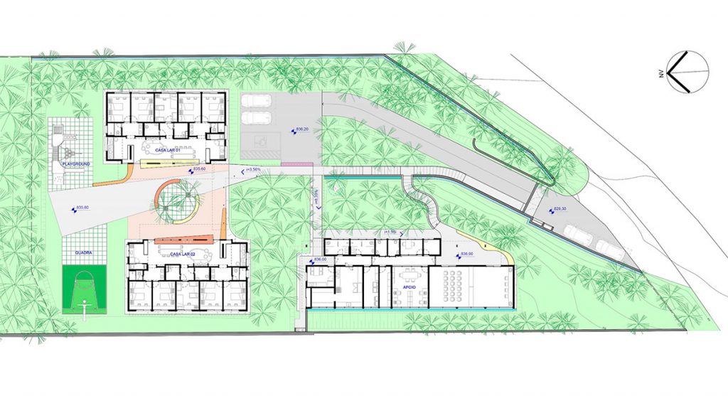 Casa Lar - Centro Educacional | ambiente familiar | ODVO arquitetura e urbanismo | Planta de implantação